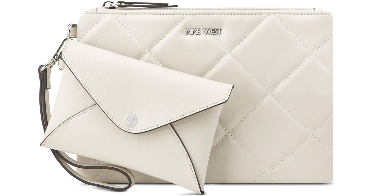 Nine West Radzi Wallet On A String Crossbody Bag - Pale Gold, PVC, Multiple Card Slots