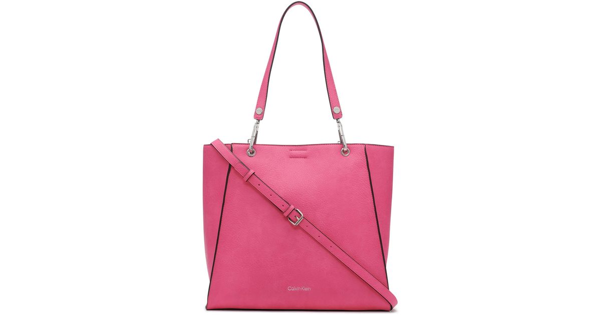 Calvin Klein Leather Reyna North/south Tote in Pink | Lyst