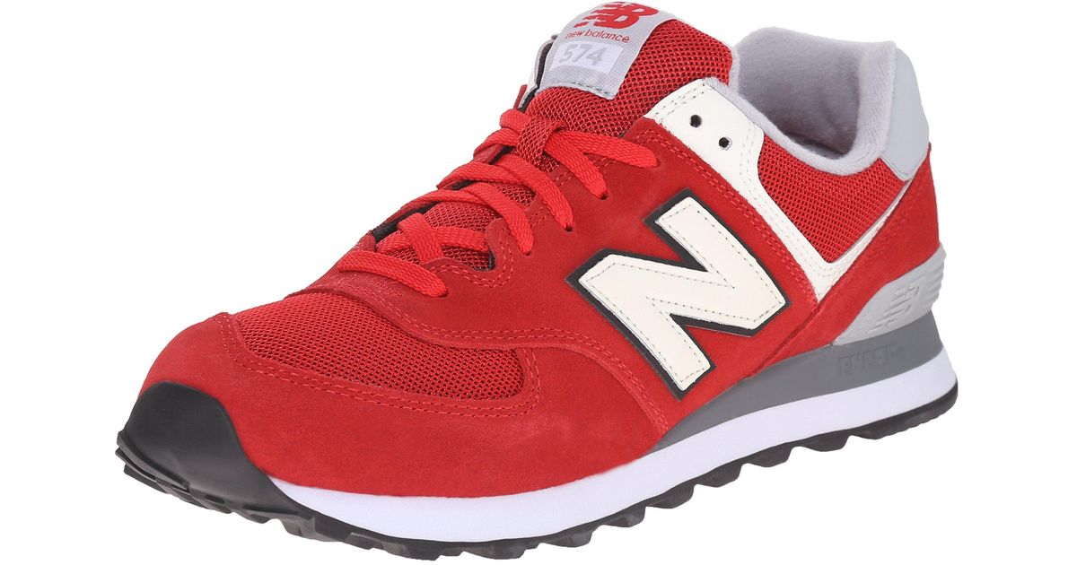 New Balance Suede 574 V1 Letterman's Sneaker in Red/Grey (Red) for Men ...