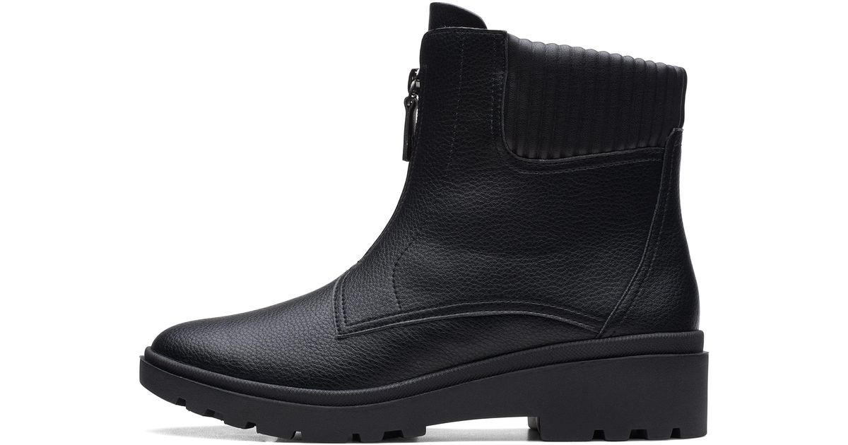 Clarks Leather Calla Zip Mid Calf Boot in Black Leather (Black) | Lyst