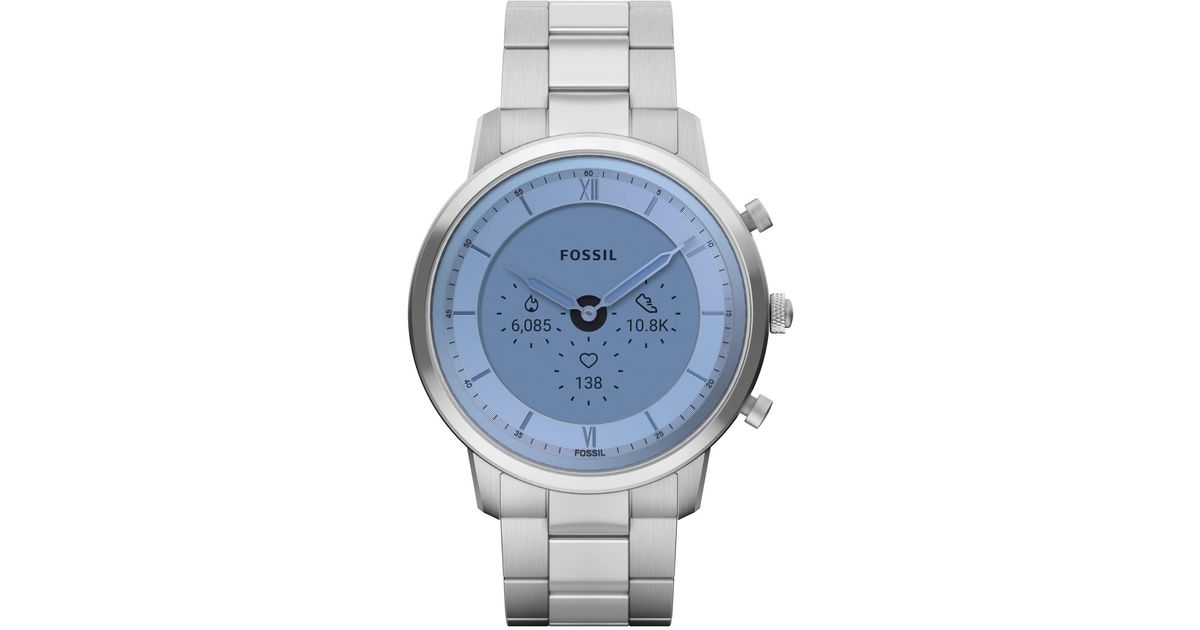 Fossil Neutra Gen 6 Hybrid 44mm Stainless Steel Smart Watch in Silver (Blue) for Men Lyst