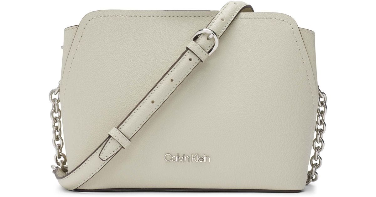 Calvin Klein Hailey Micro Pebble Triple Compartment Chain Crossbody Lyst