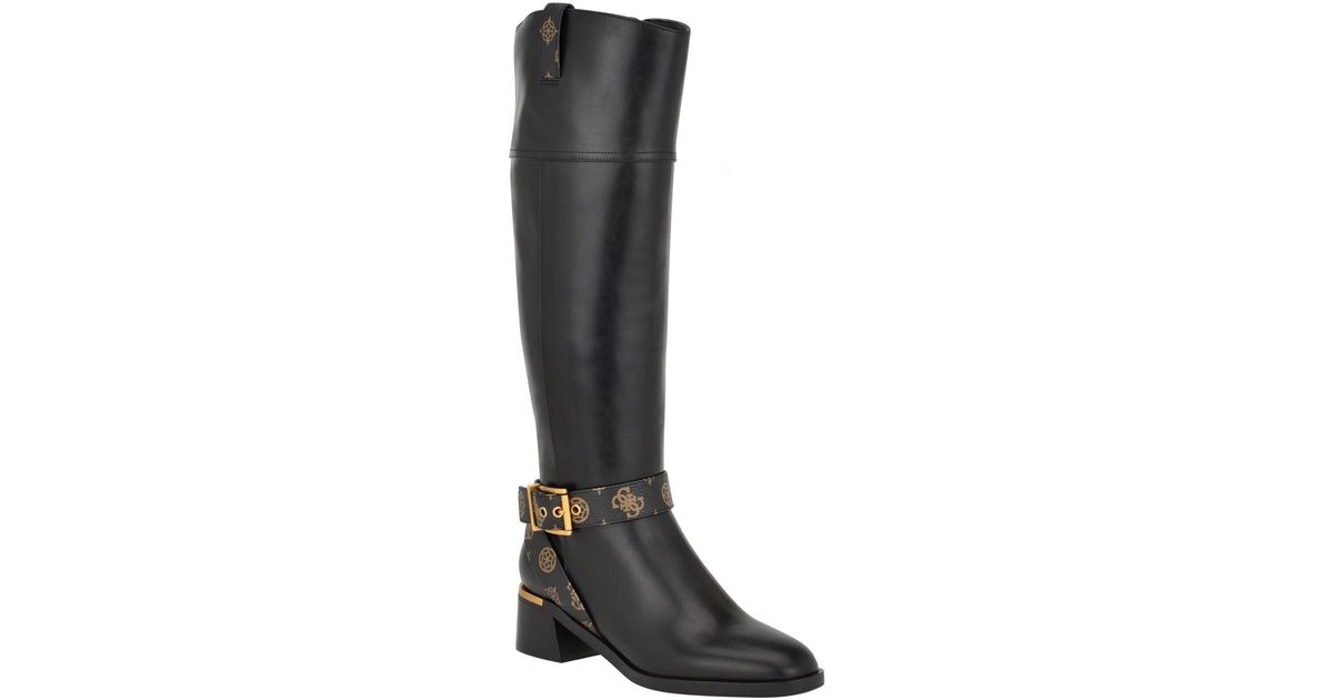 Guess Eveda Knee High Boot in Black | Lyst