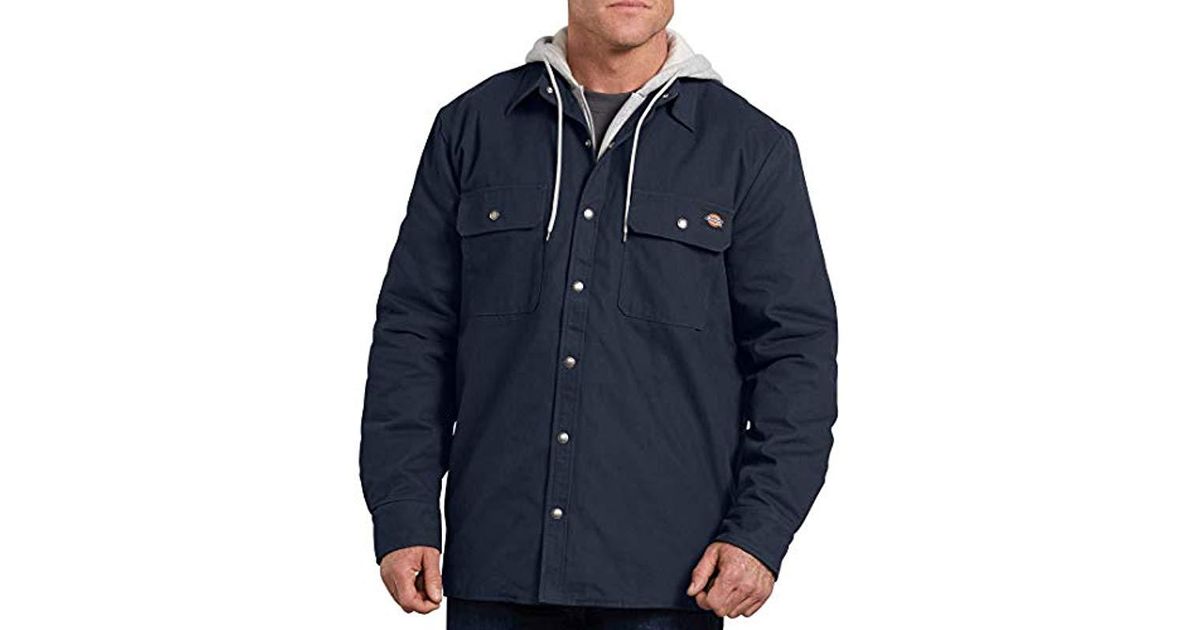 dickies men's relaxed fit hooded duck quilted shirt jacket big