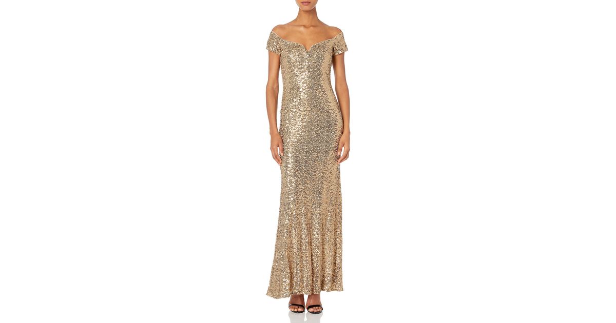 badgley mischka gold sequin gown