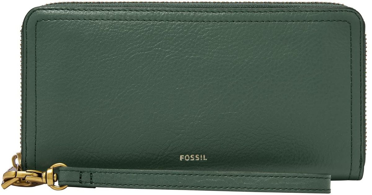 Fossil Logan Eco Leather Wallet Rfid Blocking Zip Around Clutch With