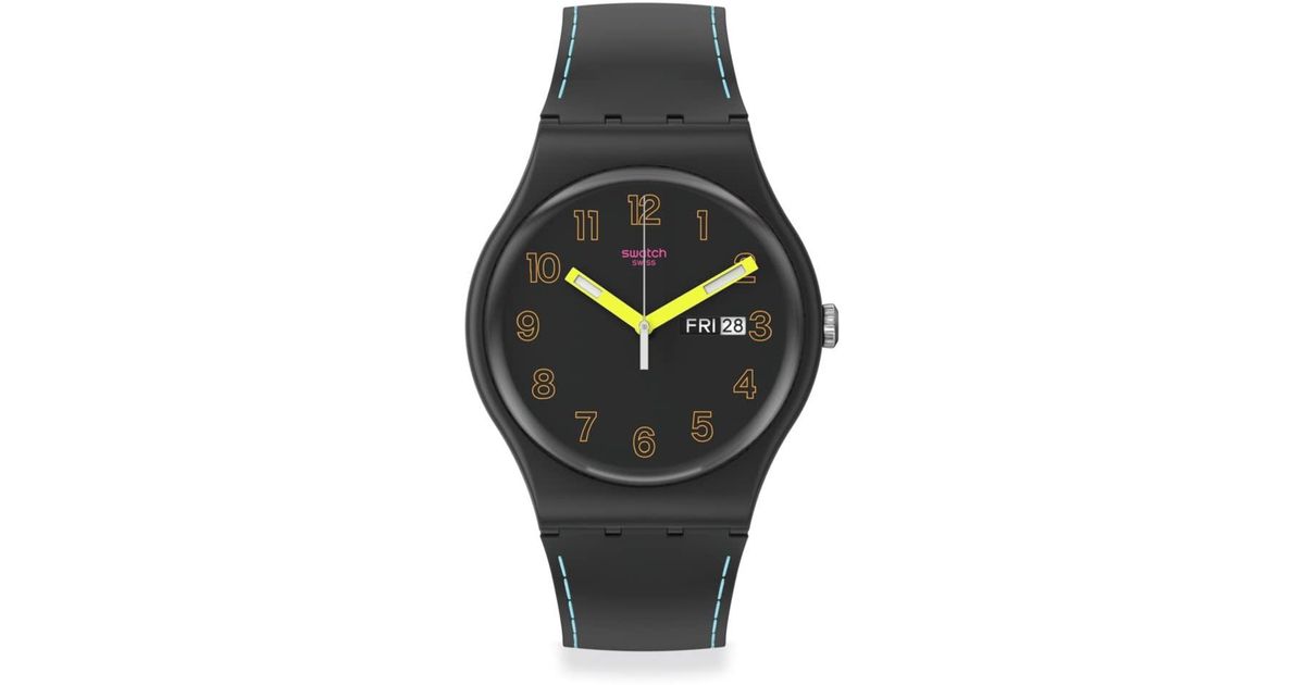 Swatch Gent Biosourced Dark Glow Quartz Watch in Black Lyst