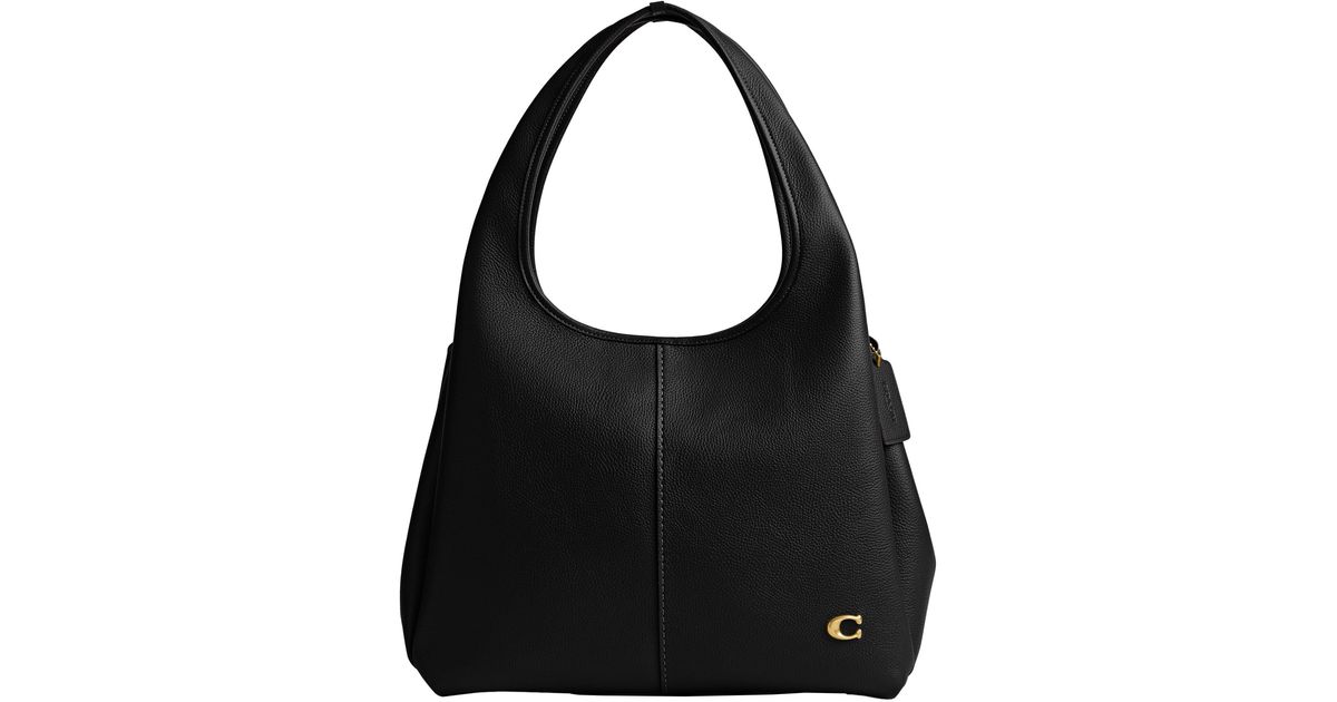 COACH Polished Pebble Leather Lana Shoulder Bag in Black Lyst