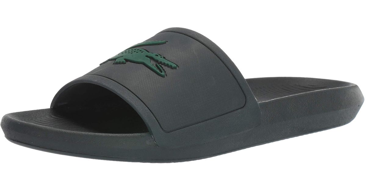 green lacoste slides