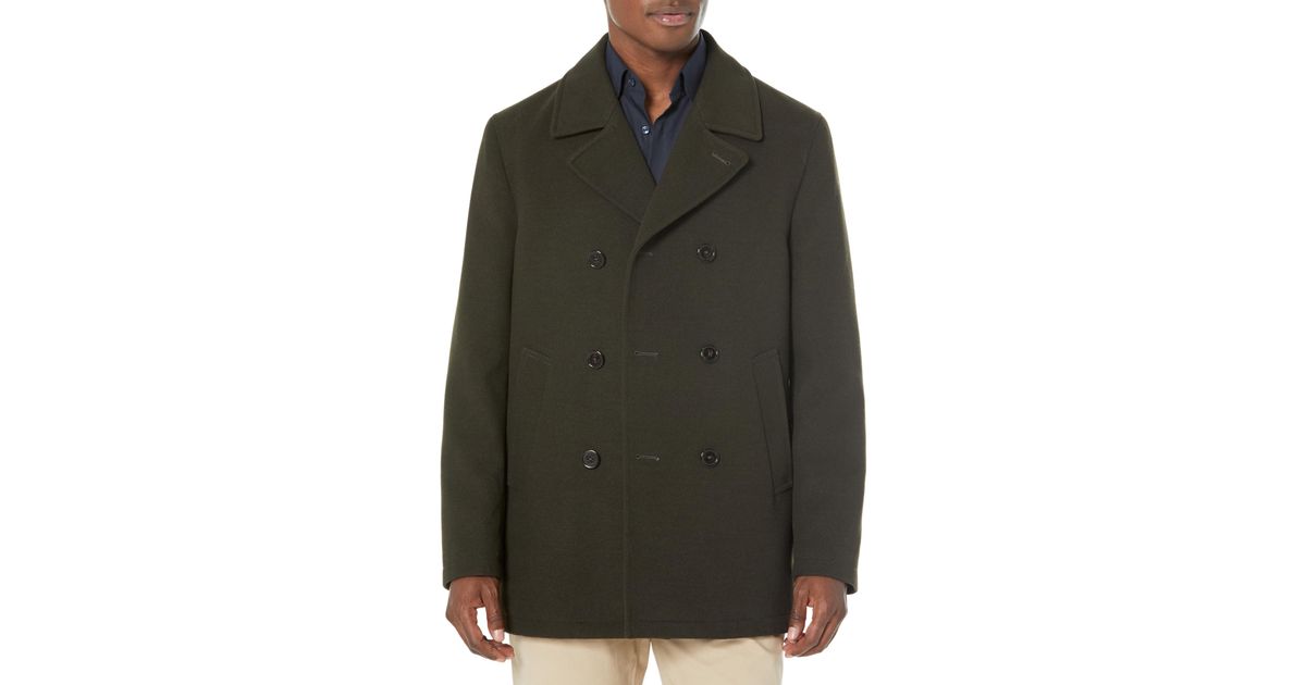 Ben Sherman Boris Classic Double Breasted Peacoat Jacket in Green for Men Lyst
