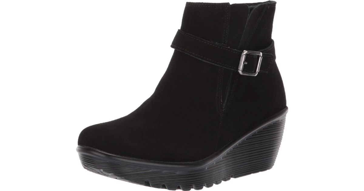 skechers black leather ankle boots