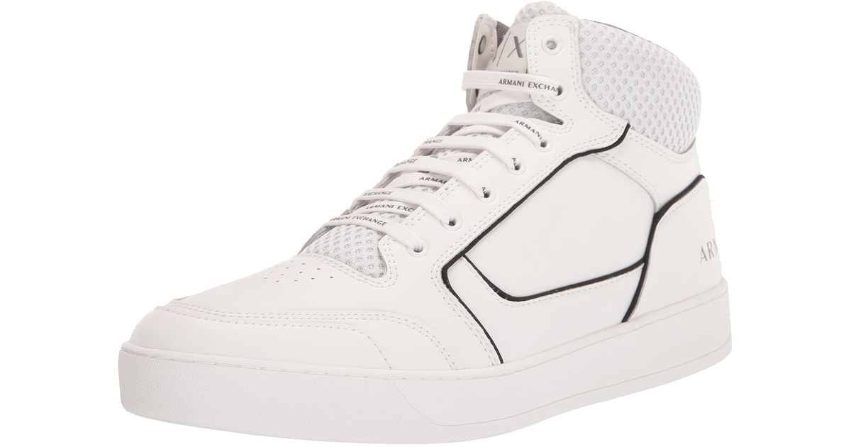 Armani Exchange Lace | Logo Lce Up High Top Snekers in White for Men | Lyst