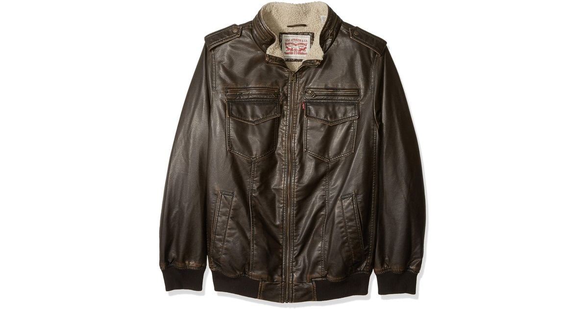 Levi's Vintage Deer Faux Leather Aviator Bomber in Brown for Men | Lyst