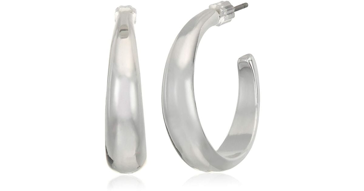 Napier Silver Tone Small C Hoop Earrings in Metallic - Lyst