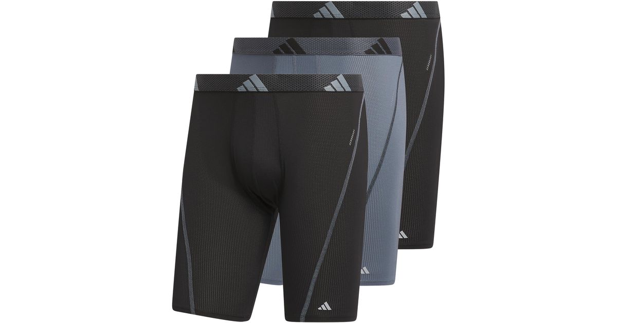adidas Performance Mesh Long Boxer Brief Underwear in Black for Men