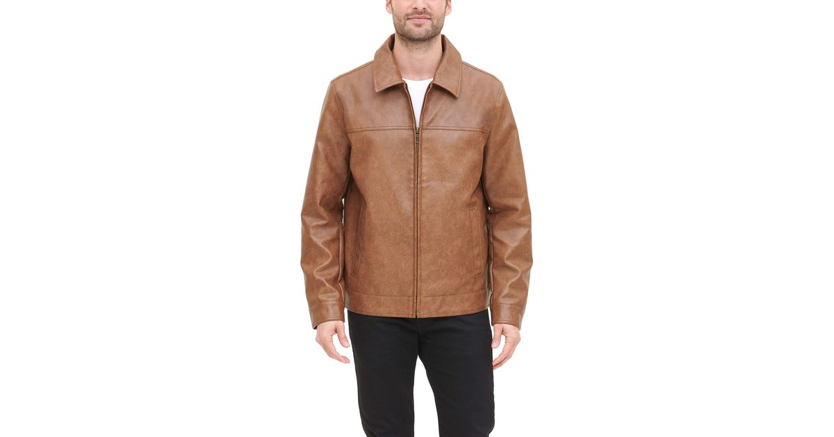 Tommy Hilfiger Classic Faux Leather Laydown Collar Jacket in Black for