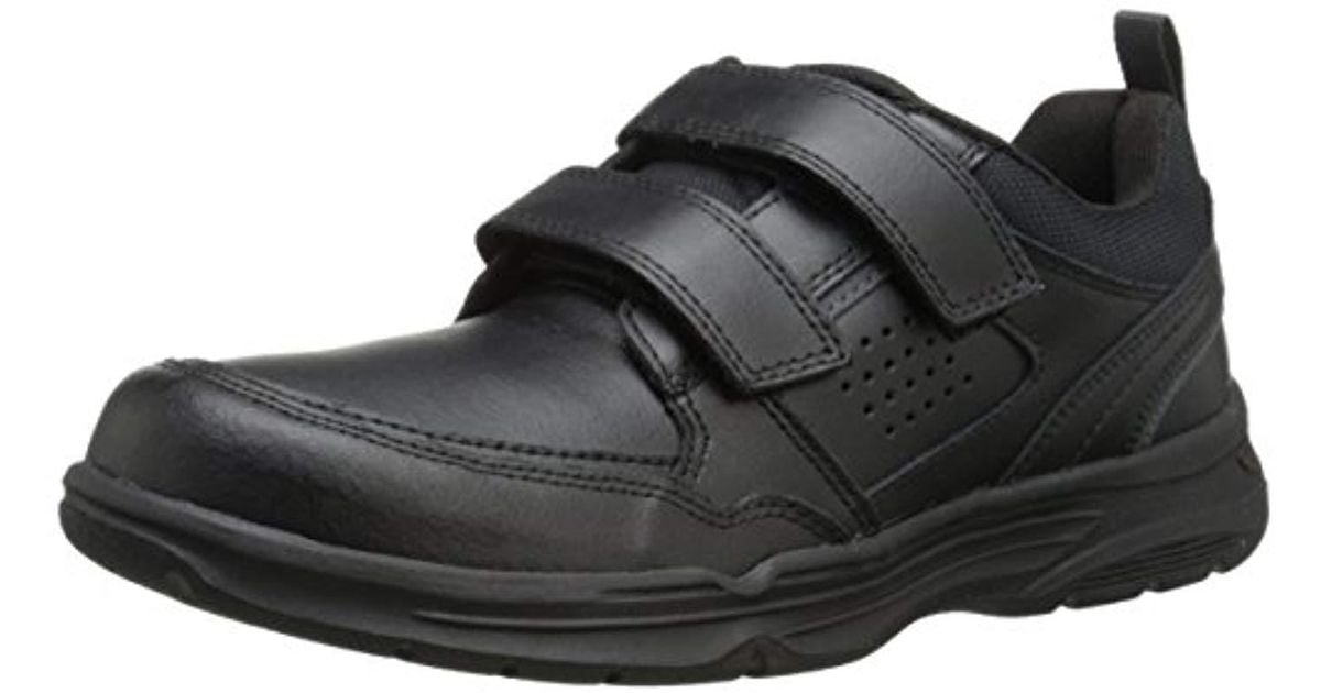 Rockport Black Leather State O Motion Velcro Strap Walking Shoe 
