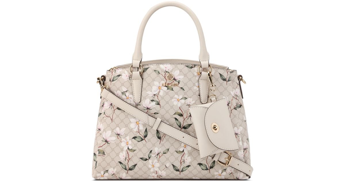 Nine West Siera Top Zipper Satchel Bag in Natural Lyst