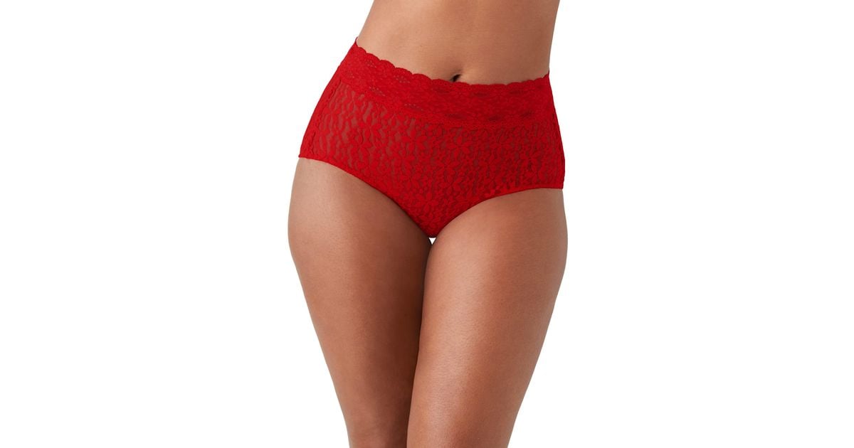 Wacoal Halo Lace Brief Panty in Red | Lyst
