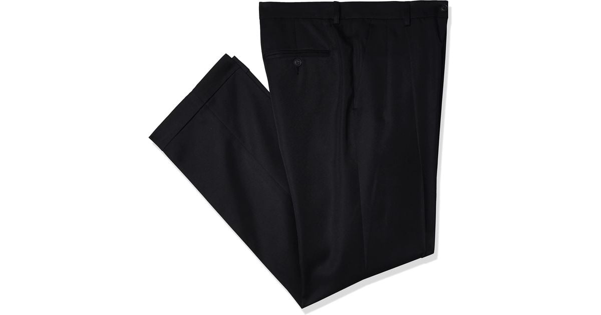 Perry Ellis Mens Classic Fit Elastic Waist Double Pleated Cuffed Dress Pants in Black for Men Lyst