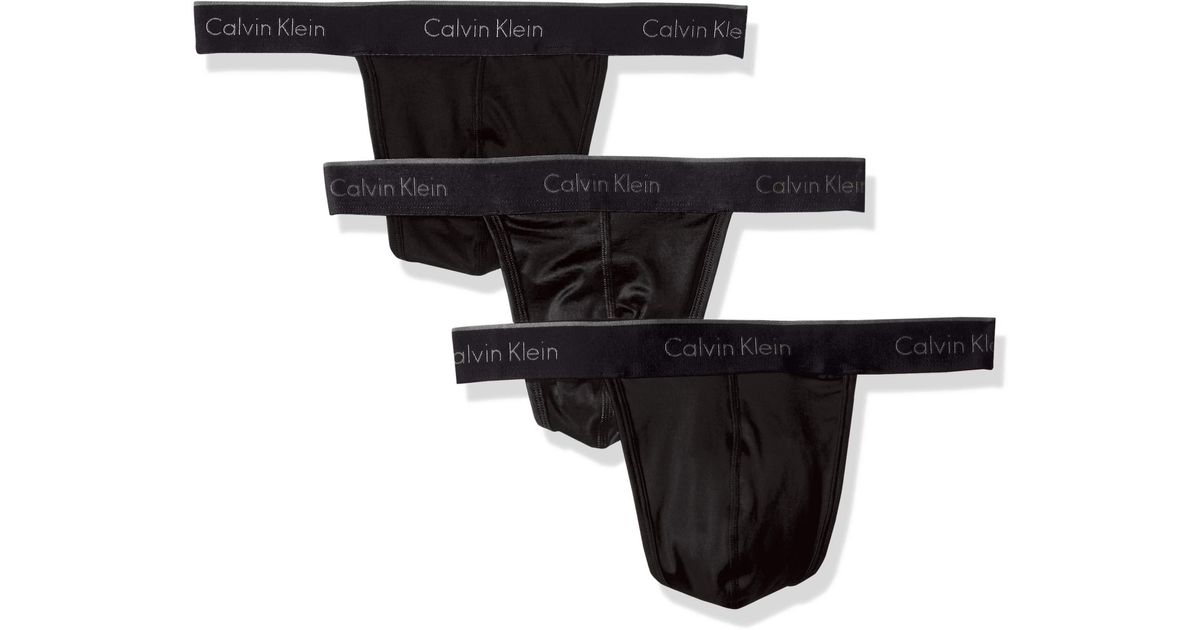 Calvin Klein Microfiber Stretch Multipack Thongs in Black for Men | Lyst