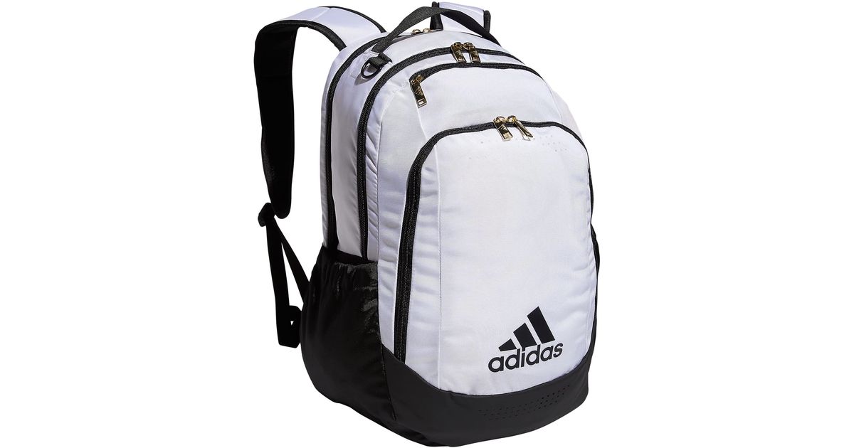 adidas Defender Team Sports Backpack in White/Black/Gold Metallic