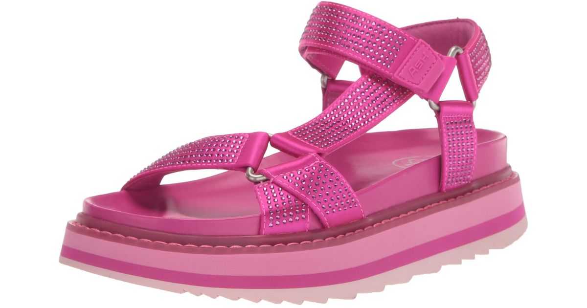 Ash Ugo Strass Flat Sandal in Pink | Lyst