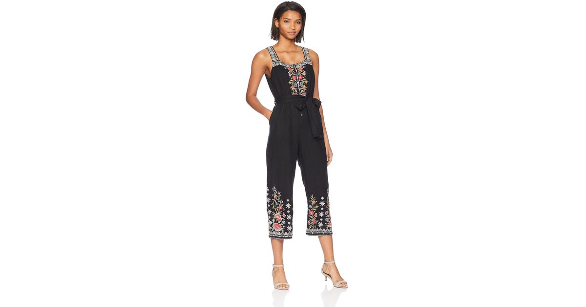 black linen cropped jumpsuit