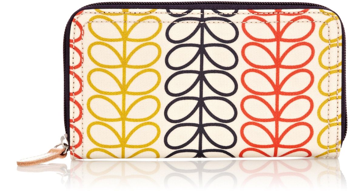 Orla Kiely Linear Stem Big Zip Wallet in Black Lyst