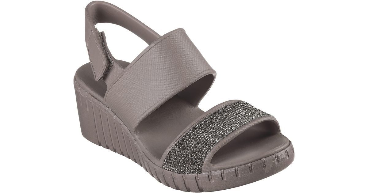 Skechers Wedge Sandal in Gray | Lyst