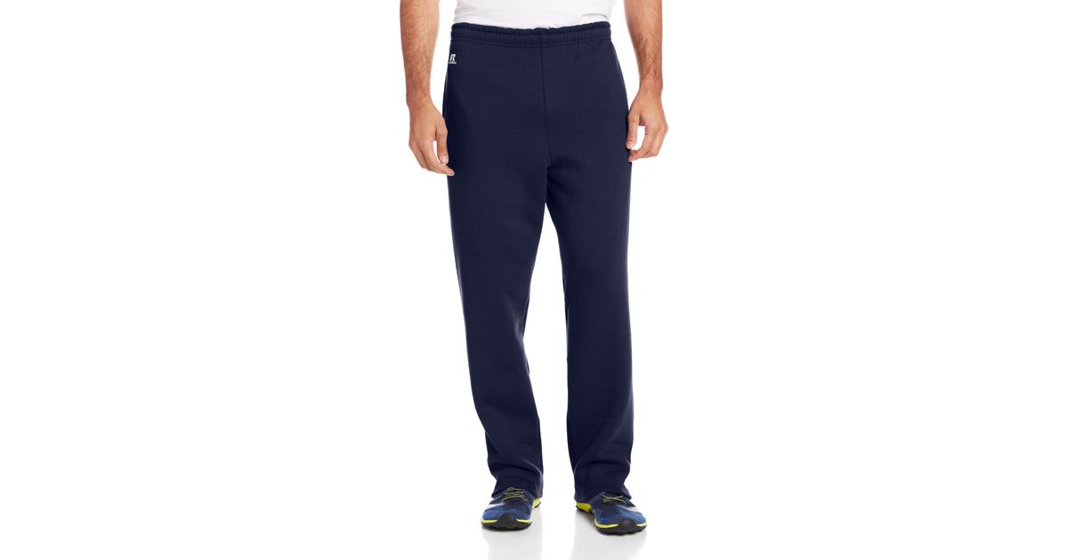 Russell Athletic Fleece Dri-power Open Bottom Sweatpants With Pockets in Navy (Blue) for Men - Lyst