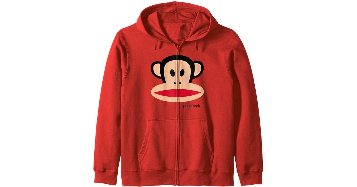 Paul Frank Julius The Monkey Big Face Zip Hoodie in Red Lyst