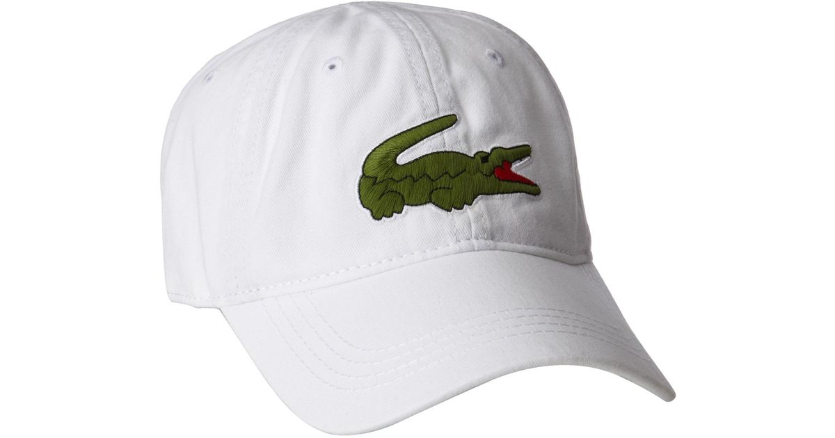 Lacoste S Classic Big Croc Gabardine Cap Baseball Cap in White for Men