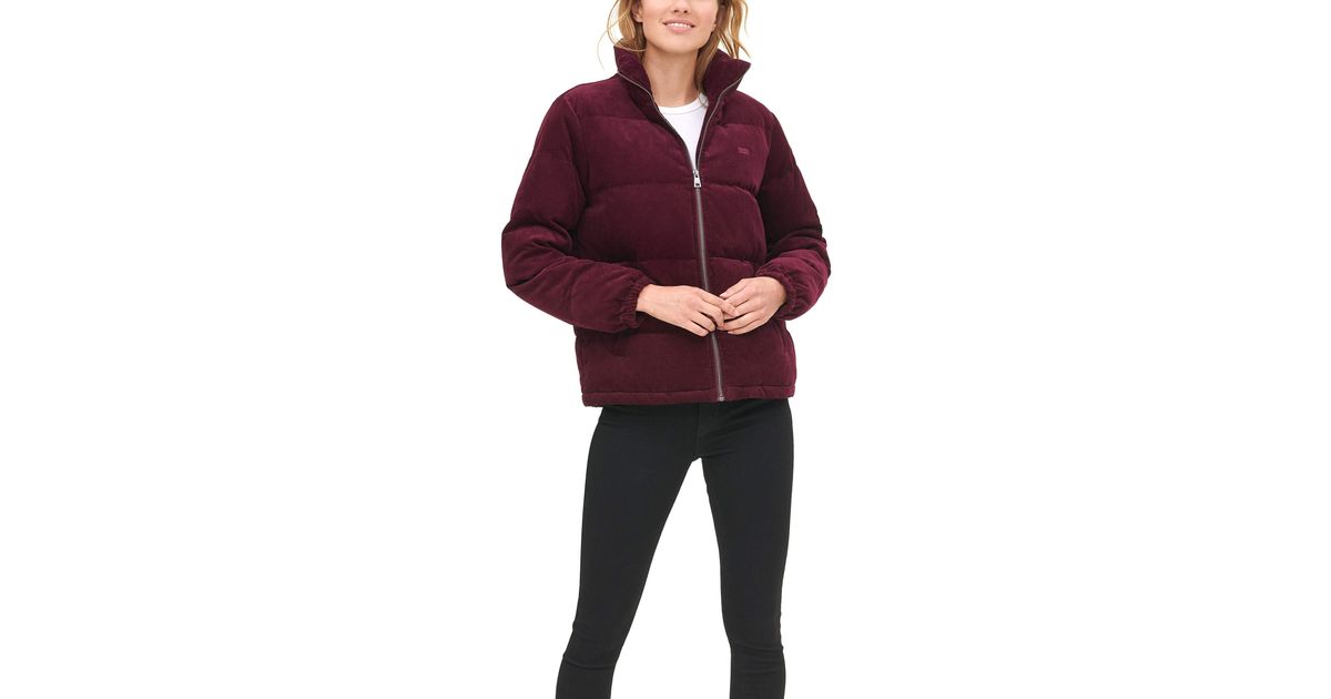 Levi's Corduroy Bubble Puffer Jacket in Burgundy (Purple) - Save 40% - Lyst