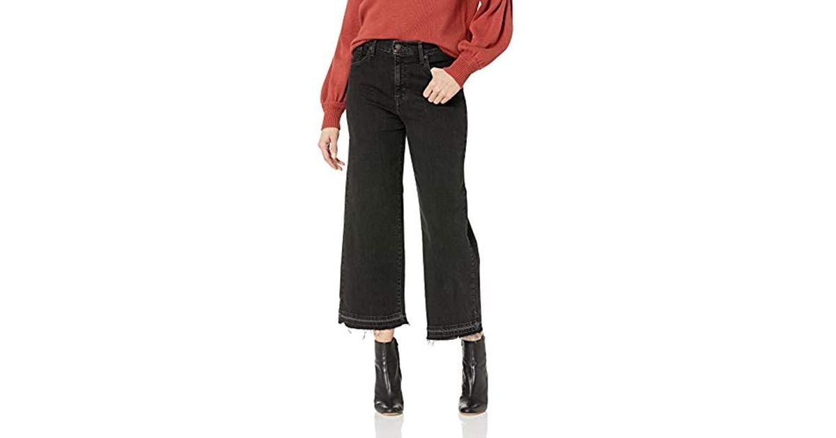 Levi's Mile High Wide Leg Crop Jeans in Black | Lyst