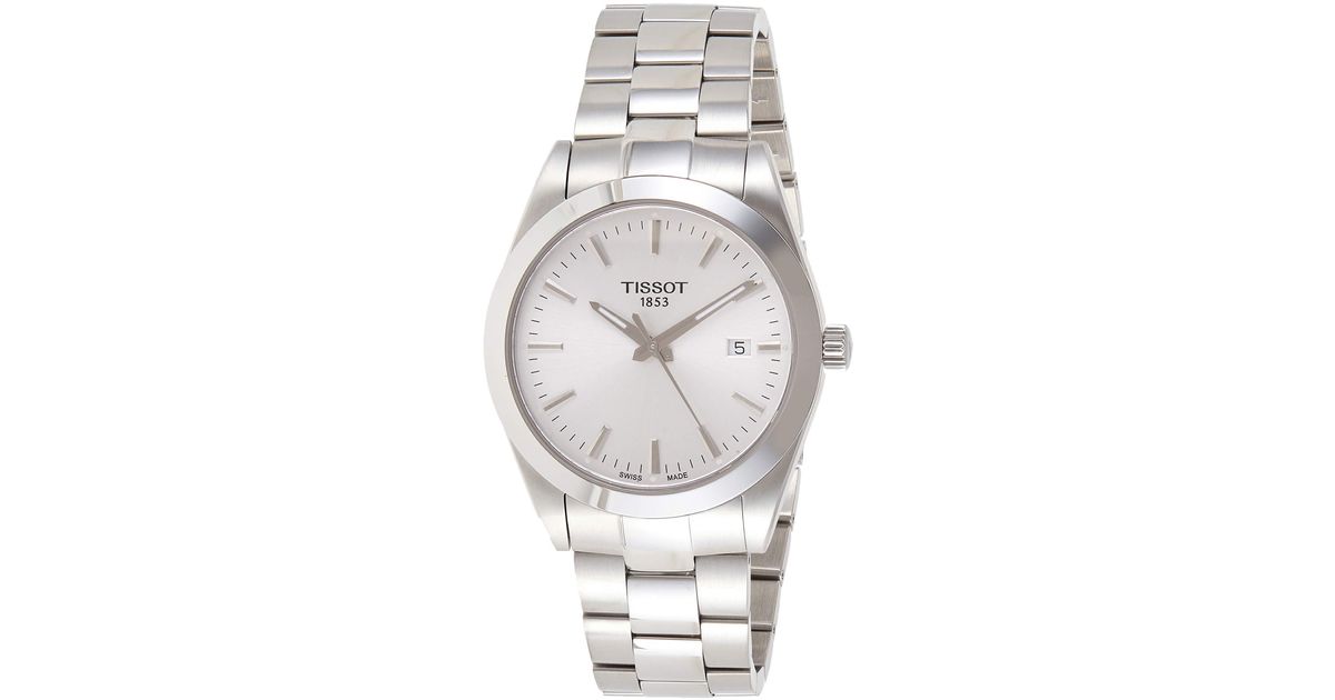 tissot mens gentleman stainless steel dress watch grey t1274071104100