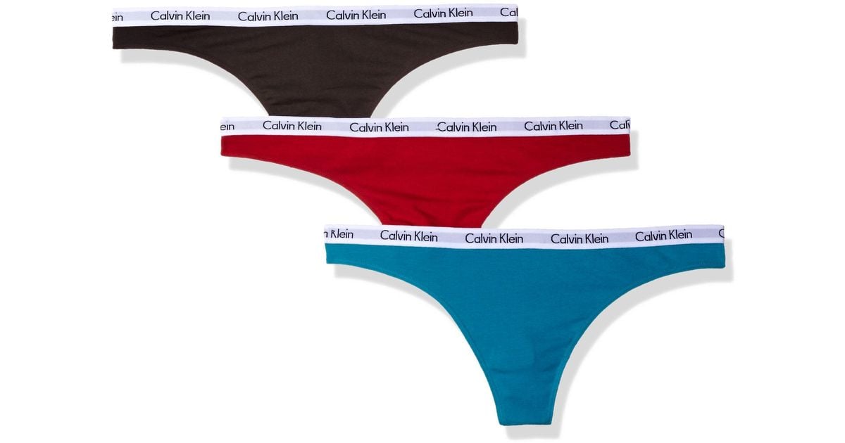 Calvin Klein Carousel Logo Cotton Thong Multipack Panty in Red | Lyst
