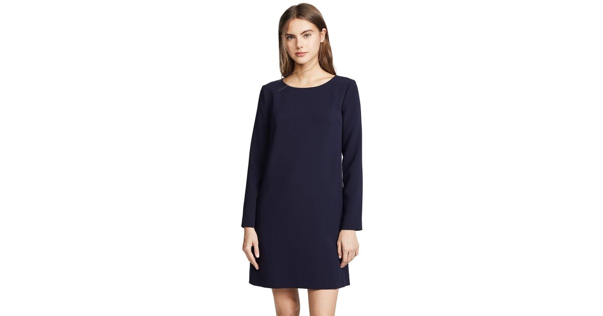 theory long sleeve paneled shift dress