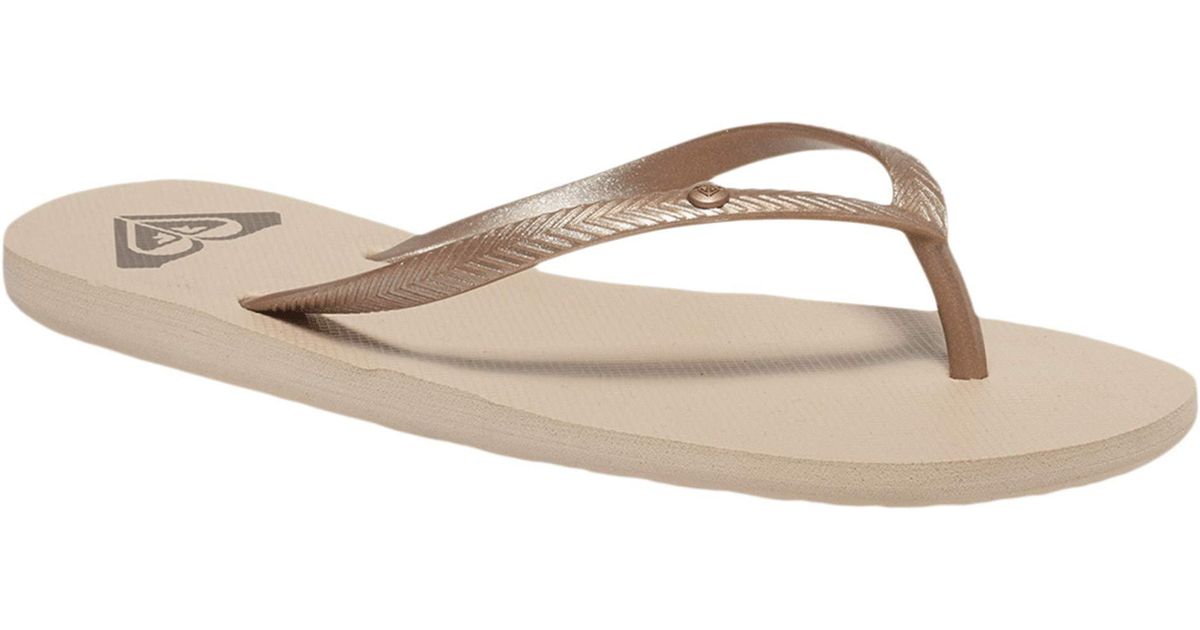 Roxy Womens Bermuda Flip Flop Sandal Gold in Metallic - Lyst
