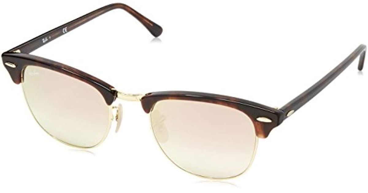 RayBan Rb3016 Clubmaster Square Sunglasses, Shiny Red Havana/copper