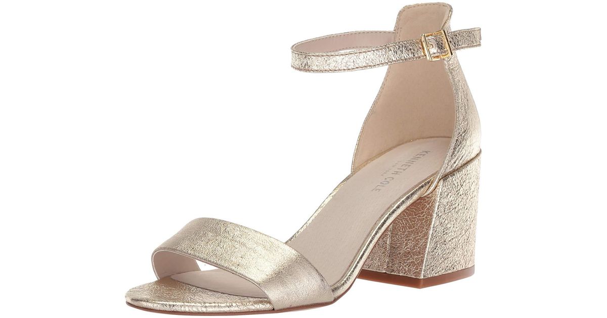 Kenneth Cole Hannon Block Heeled Sandal With Ankle Strap in Metallic | Lyst