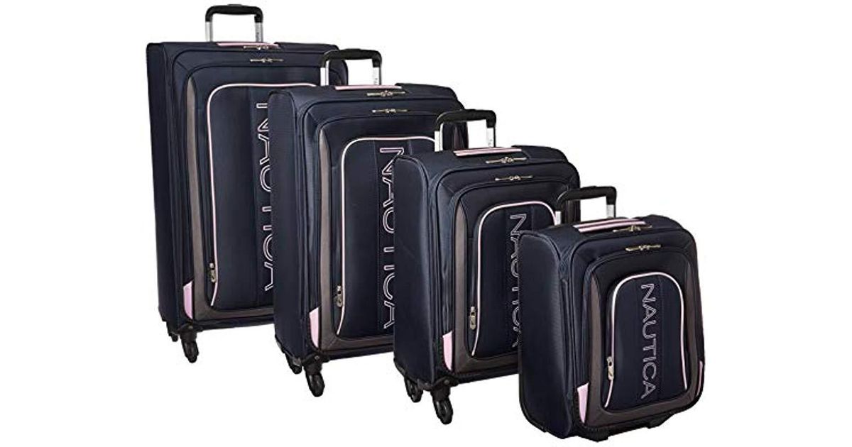 Nautica Synthetic 4 Piece Spinner Luggage Set in Navy/Yellow (Blue 