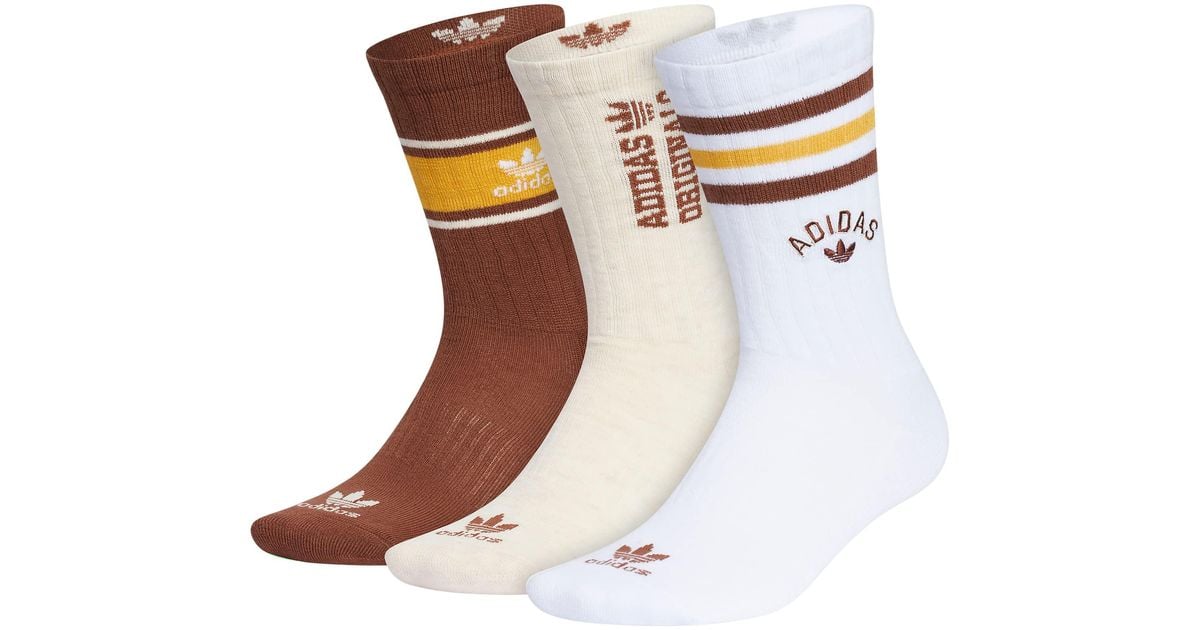Originals Mixed Graphics Cushioned Crew Socks in Brown Lyst