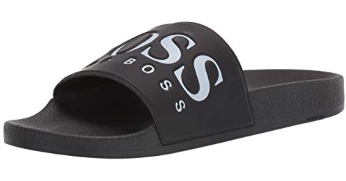 BOSS by HUGO BOSS Rubber Solar Slide Sandal in Black for Men | Lyst