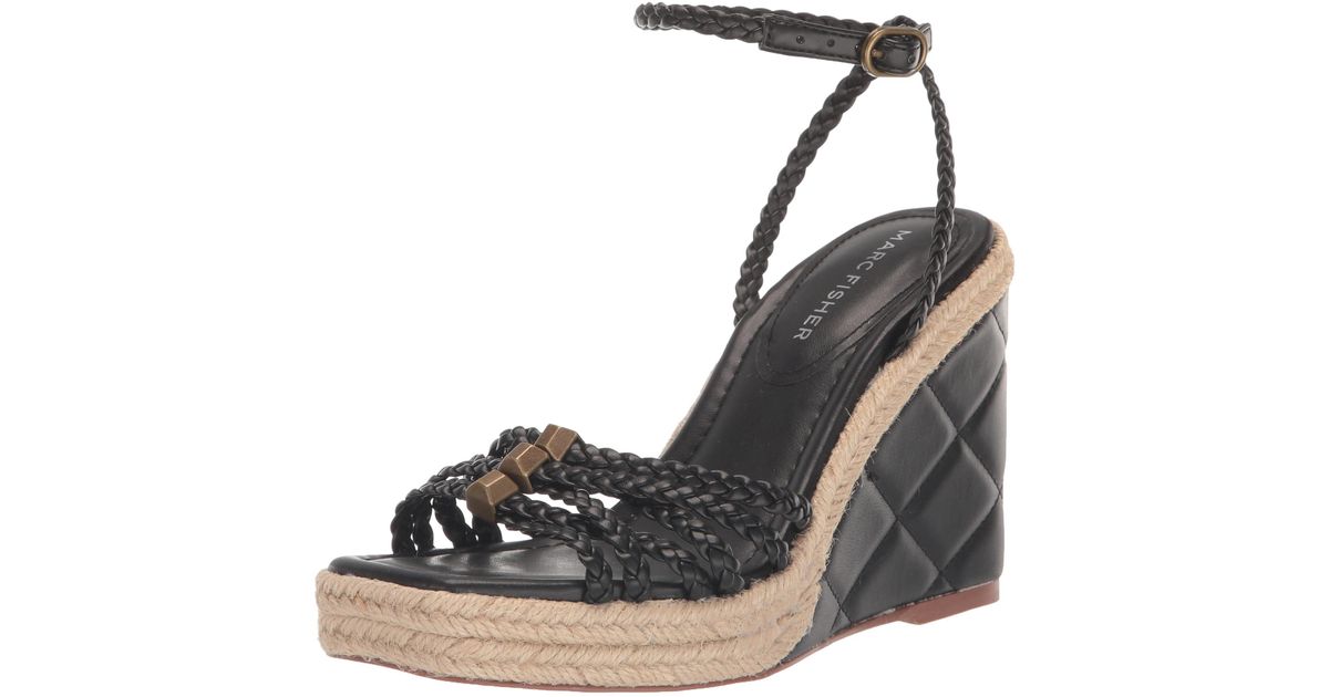 Marc Fisher Hayla Wedge Sandal in Black Lyst