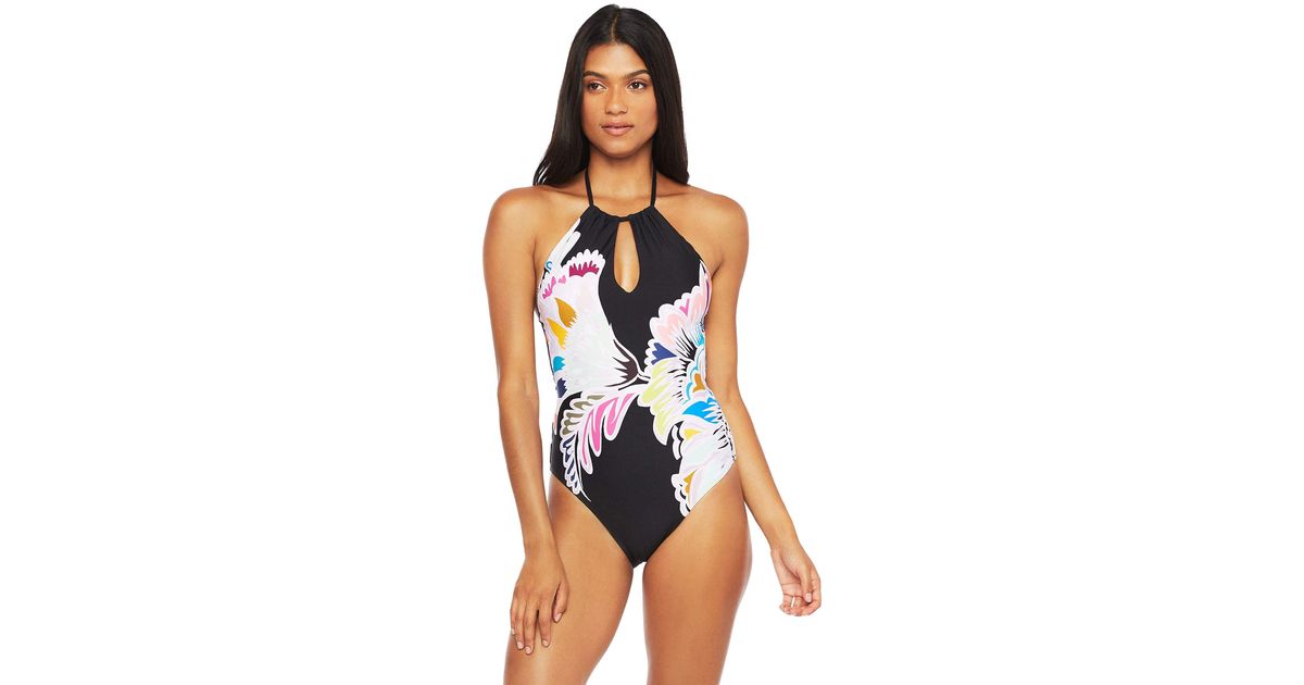 trina turk women's high neck halter one piece swimsuit