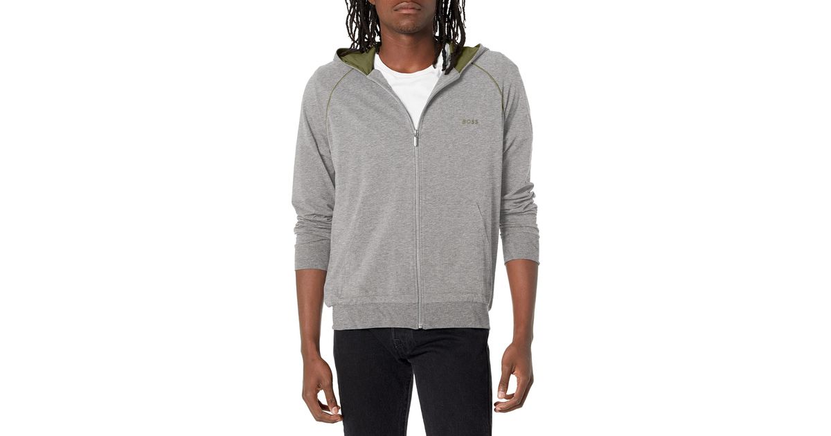 BOSS by HUGO BOSS Boss Mens Mix&match Zip Up Hoodie Hooded Sweatshirt in  Gray for Men | Lyst