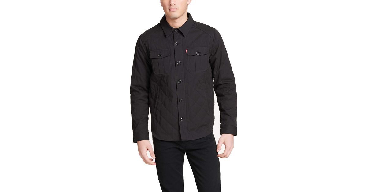levi's men's cotton diamond quilted shirt jacket