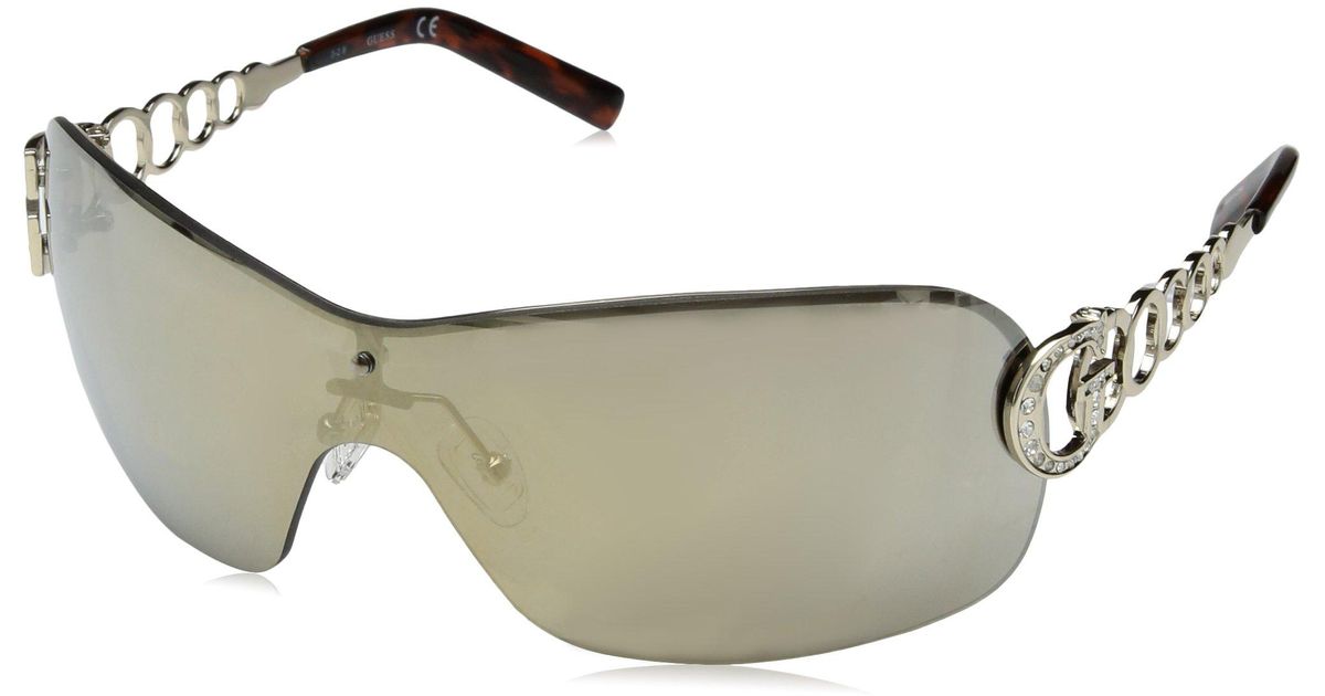 Guess Metal/semi Rimless Shield Sunglasses in Black | Lyst