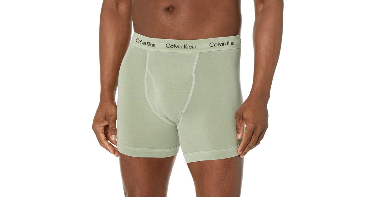 Calvin Klein Cotton Stretch Mineral Dye Boxer Brief in Green for Men Lyst